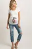 Estilo Nuevo Europeo y Americano Ropa de Maternidad Tallas Grandes Camiseta de Maternidad de Manga Corta para Mujer Top Casual de Cuello Redondo