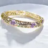En Stock Suministro Directo de Fábrica Pulsera de Trébol de Cuatro Hojas Cloisonné, Nuevo Estilo Chino Hueco Incrustado de Diamantes Joyería de Nicho Al por Mayor
