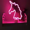 Luz decorativa de neón LED con diseños de rayo, corazón, arcoíris, flamenco, base redonda, adecuada para sala y dormitorio como luz nocturna