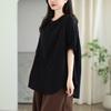 Verano Nuevo Estilo Retro Camisa de Hilo de Algodón de Doble Capa Holgada Talla Grande Largo Medio Estilo Japonés Estilo Boyfriend Top Casual