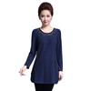 Ropa para Mujeres de Mediana Edad y Mayores Chen Miaoyan para Mamá Color Sólido Adelgazante Talla Extra Camiseta Básica con Diamantes Coreana Holgada para el Cabello