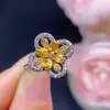 Anel Tesouro Amarelo Azul Natural Gema Grau 5A Tamanho 3*4mm Prata S925 Cravação Seiko Prata Pesada Europa e América