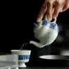 Bule Mi Yan puro feito à mão com filtro cor sob o esmalte poesia manuscrita bule pote único conjunto de chá kung fu salpicado com esmalte azul