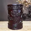 Portaplumas de Secuoya Talla en Madera Madera de Ébano Negro Navegación Fluida Portaplumas de Madera Maciza Artesanías Adorno de Almacenamiento para Escritorio de Estudiante