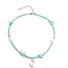 Moda Europea y Americana Playa Colgante de Concha Color Mixto Estrella de Mar Cadena de Turquesa Collar para Mujer Clavícula Joyería al por Mayor No