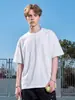 Camiseta de Manga Corta de Hombro Caído, Fresca y Transpirable, Regular, Color Sólido, Verano, Limpia, Informal para Pareja