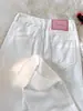 Jeans de Cor Clara de Perna Larga Feminino Outono 2024 Novo Plus Size Cintura Alta Dosagem Solto Emagrecimento Reto Calças Tendência