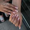 Peças de Unha Quentes Transfronteiriças Estilo Europeu e Americano Manicure Francesa Patch Pó Cor de Contraste Preto Explosões de Comércio Exterior Unhas Postiças Produtos Acabados