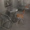 Celebridad de Internet Mesa y Sillas de Acero Inoxidable Combinación Cafetería Postres Tienda de Té con Leche Estilo Industrial Restaurante Tienda de Barbacoa Mesa y Sillas de Comedor Comerciales