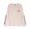 Camiseta de Manga Longa com Estampa de Cruz Sânscrita Estilo Retrô Americano para Mulheres, Novo Estilo de Verão, Solta, Casual, Estilo Preguiçoso, Top Versátil