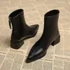 Botines de Moda para Mujer Estilo Nuevo Primavera y Otoño 2026 Frances Delgado Tacón Grueso Antideslizantes Resistentes al Desgaste