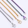 Corrente de pérolas quadrada de aço inoxidável 2,5 mm colar de aço titânio joia colar pulseira masculina etiqueta corrente clavicular