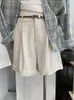 KEKEZOON Simples, mas não comum~ Shorts casuais de cintura alta que emagrecem para mulheres, calças versáteis de perna larga soltas estilo coreano 7612