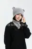 Chapéu Lei Feng de Urso Fofo Tricotado, Chapéu Pulôver Quente de Outono e Inverno para Mulheres, Chapéu de Lã Protetor de Orelhas Frio para Exterior, Estilo Coreano