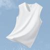 Chaleco Modal Seda de Hielo para Hombre Color Puro Blanco Antibacterial Antiácaros Fresco Secado Rápido Chaleco Deportivo Cuello en V Sin Mangas Camiseta