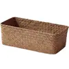 Cesta de Almacenamiento de Algas Marinas Cesta de Almacenamiento Tejida de Mimbre y Paja Cesta Tejida de Bambú Organizador de Artículos Varios de Escritorio Rectangular Tejido Shihua