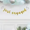 Banner Transfronterizo para Fiesta de Compromiso Justengaged Decoración de Boda Letras Brillantes Anillo de Diamante Banner