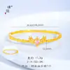 Set de Joyería Étnica Chapado en Oro de Xinjiang con Pulsera de Ala de Chica Mágica Incrustada de Diamantes y Joyería de Mano de Diseño Exquisito
