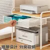 Pequena prateleira para impressora, prateleira de camada dupla na mesa, armazenamento de copiadora para mesa de escritório, suporte de mesa