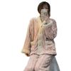 Pijama de Celebridad de Internet Estilo Ins de Fábrica para Mujer Invierno Jacquard de Felpa Engrosado Conjunto de Ropa para el Hogar Terciopelo de Coral