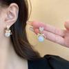 Pendientes de perlas de amor elegantes de hada súper aguja de plata 925 con luz, pequeños pendientes de lazo de estilo celebridad de Internet de lujo