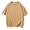 Camiseta de Manga Corta de Algodón Puro Pesado 230g Popular en Transmisión en Vivo para Hombres y Mujeres con Patrón de Logo Estampado Holgada Casual Talla Grande