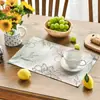 Manteles Temu Transfronterizos de Primavera y Verano con Flores de Hortensia y Estampados de Mariposas, Resistentes a las Manchas, Antideslizantes, Aislantes del Calor