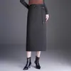 Elegante Falda Midi Bodycon de Lana para Mujer Otoño Invierno 2026 Nueva Falda de Cintura Alta Adelgazante de Longitud Media Falda Recta Versátil de Temperamento