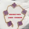 Pulsera de trébol de cinco hojas de alta gama, chapada en oro V de alta calidad con oro de 18 quilates, unisex, versátil, elegante y lujosa