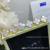 Pendientes Van Cleef Trébol de Cuatro Hojas V Oro Oro Rosa de 18K Ágata Roja Ónice Negro Pendientes de Moda Lujo Ligero Artesanía Fina
