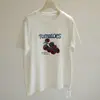 Favorito do Dia! Camiseta Branca de Manga Curta com Bordado de Tomate e Forro de Fleece para Mulheres, Top Versátil com Gola Redonda para o Dia a Dia