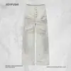 Jeans de Pierna Recta para Hombre, Ajuste Holgado, Estilo Streetwear Americano, Lavado con Efectos de Tinta Salpicada y Teñido Sucio