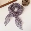 Cinta a Cuadros de Organza Estilo Coreano Gasa de Vidrio Pañuelo para la Cabeza Gasa Floral Cereza Fresca Accesorios para el Cabello de Gasa Nieve Estampada para Mujer