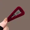 Pinza de Pelo Triangular Exquisita de Alta Gama con Flocado, Bonita Dopamina para el Lado, Accesorios para el Cabello de Otoño e Invierno, Pinza para el Cabello para Mujeres