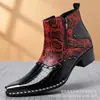 Botas de cuero para hombre de talla grande con estampado de serpiente y cocodrilo, Botas Martin de tacón medio con punta afilada de moda, Botines cortos modernos de estilo europeo y americano
