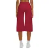 Pantalones capri de yoga de color liso, tela cepillada, estilo europeo y americano, transfronterizos, de cintura alta, control de abdomen, pierna ancha, casual para exteriores, atléticos y para fitness