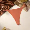 Tanga de una pieza sin costuras para mujer de seda helada transpirable sexy de tirantes finos de cintura baja con fuelle de algodón puro, pantalón T para mujer, transfronterizo europeo y americano