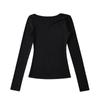 Desejo Puro Outono e Inverno Nova Spice Girls Base de Cushion com Efeito Natural Clavícula Manga Longa Camiseta Design Moderno Slim-fit Afinando Camiseta Base Top