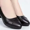 Zapatos de mujer para madres, nuevo modelo de otoño 2026, zapatos de suela blanda y tacón grueso para mujeres de mediana edad, zapatos de cuero cómodos y antideslizantes para mujeres de mediana edad y mayores