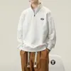 Moletom Americano com Meio Zíper para Homens na Primavera e Outono Marca Tendência Design Bonito Camiseta de Manga Longa Solta Casual Gola Alta Top