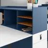 Escritorio Modular Práctico en Forma de T para Personal, Estación de Trabajo de Oficina para Computadora para Cuatro Personas con Archivador