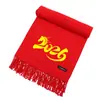 Bufanda Roja China Bordado e Impresión de Logo Personalizado para Eventos Anuales, Fiestas de Cumpleaños, Bodas, Bufandas Rojas Grandes al por Mayor