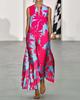 Verano 2020 nuevo Amazon caliente moda europea y americana caliente vestido bohemio estampado sin mangas con cuello en V