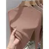 Camiseta básica de punto de lana sin costuras con cuello semi-alto para mujer, suave y versátil, adecuada como capa interior, nuevo top de manga larga para otoño e invierno