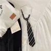 Gravata JK com Zíper Preguiçoso Estilo Básico para Combinar com Camisas, Versátil Preta Pura Versão Estreita para Homens e Mulheres Estudantes, Estilosa e Fácil de Usar, Preto e Branco