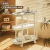 Mesa de Café Creativa Móvil Crema Carrito Pequeño TEMU XiYin Dropshipping Transfronterizo Estante de Almacenamiento de Gabinete de Mesita de Noche con Ruedas Al por Mayor