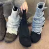Botines Retro Franceses de Punta Redonda con Tacón Grueso para Mujer 2026 Otoño e Invierno Nuevo Estilo Botas de Punta Redonda con Lazo Botas de Tacón Alto Botas Ajustadas