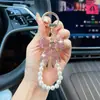 Llavero de Coche con Lazo de Perla y Diamante Colgante de Metal para Bolso Anillo de Llavero para Mujer Regalo Creativo Transfronterizo