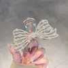 Novo Prendedor de Cabelo Pinça Shark Elegante de Alto Padrão com Laço de Strass Pérola Doce Grande para Parte Traseira da Cabeça