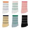 Calcetines de cinco dedos para mujer, calcetines cortos de verano delgados a rayas, combinación de colores, desodorantes, antibacterianos, sin costuras, con punta dividida, tubo corto, calcetines de barco de cinco dedos para mujer